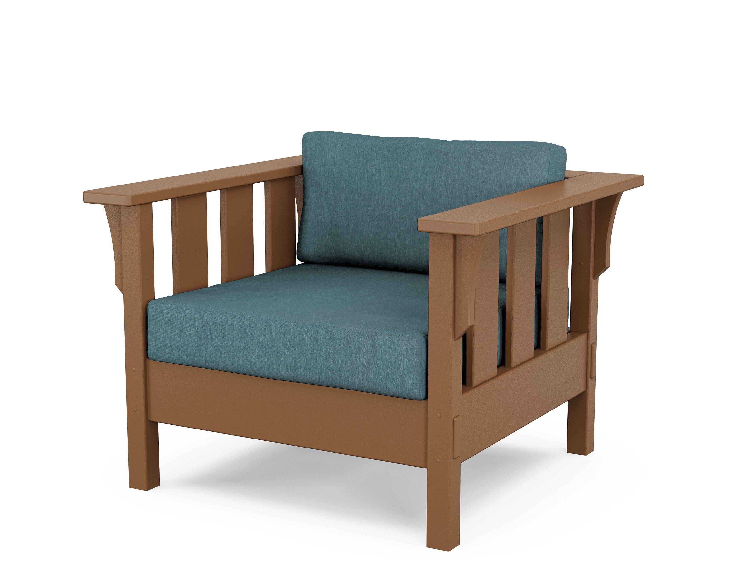 Martha Stewart by POLYWOOD® Acadia Deep Seating Chair in Teak / Ocean Teal