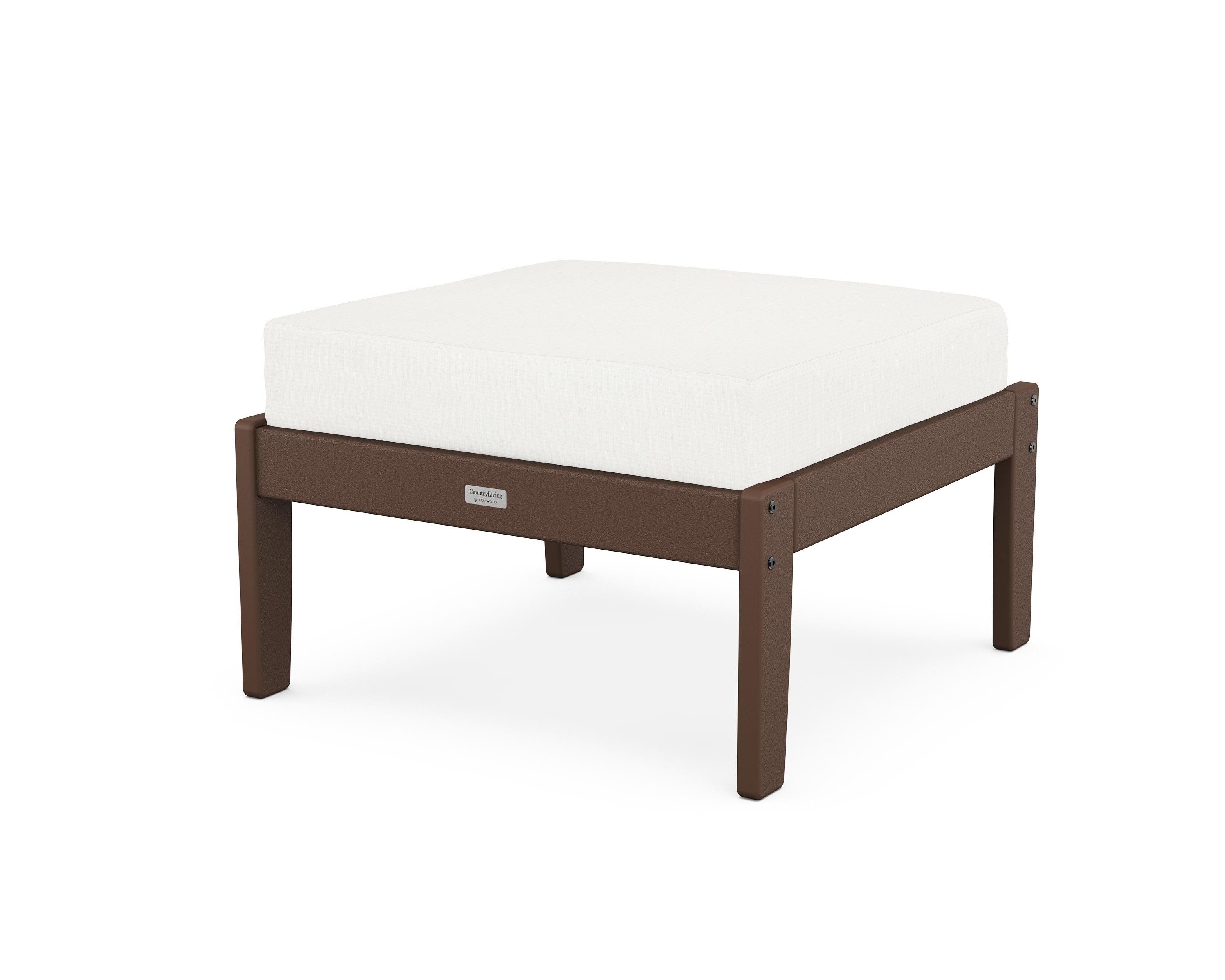 Country Living Cottage Deep Seating Ottoman in Mahogany / Natural Linen