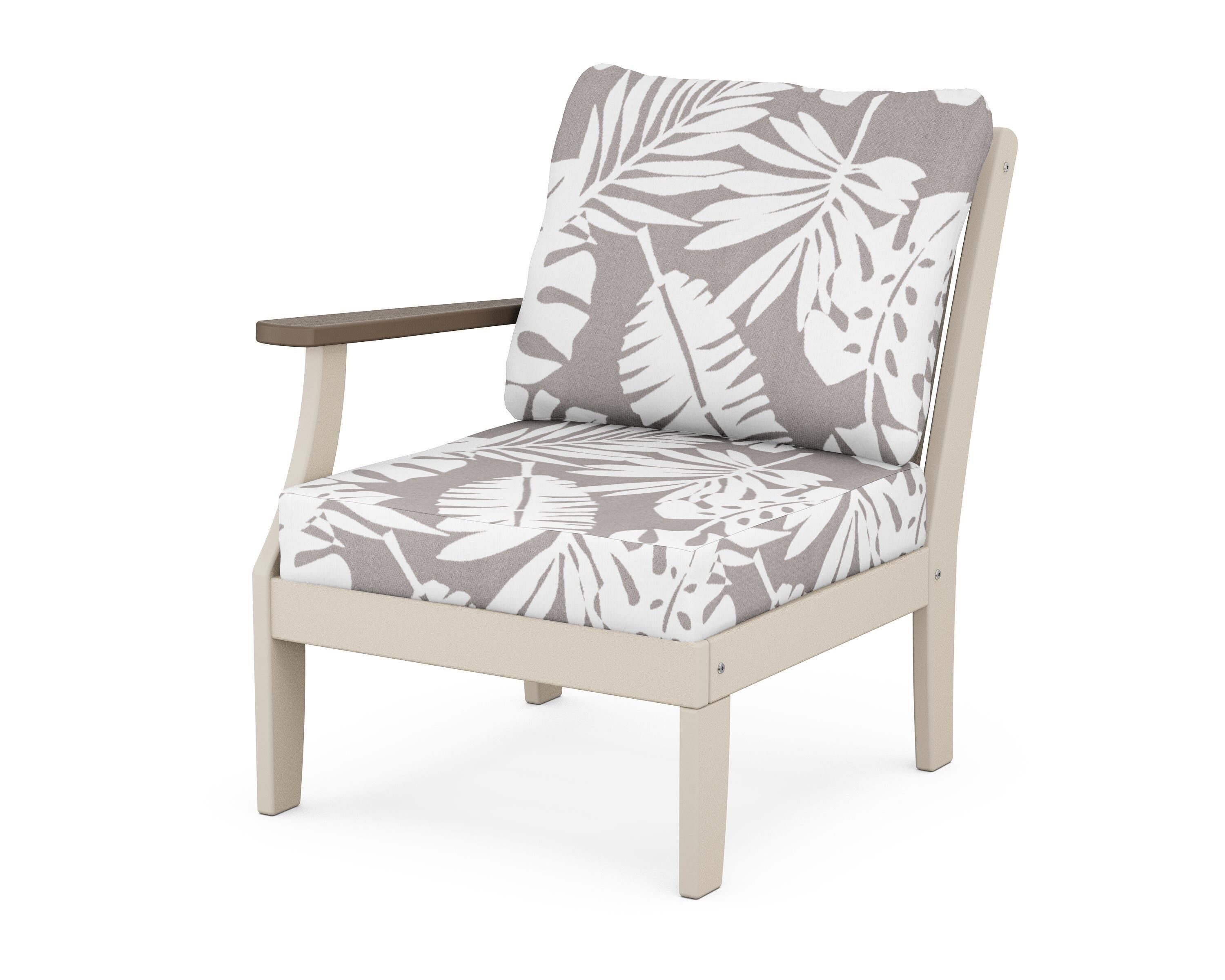 POLYWOOD® Braxton Modular Left Arm Chair in Sand / Kona / Leaf Grey Mist