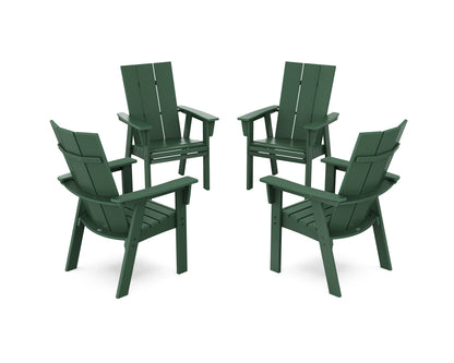 POLYWOOD® Modern 4-Piece Curveback Upright Adirondack Conversation Set in Green