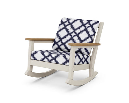 POLYWOOD® Chippendale Deep Seating Rocking Chair in Sand / Natural / Trellis Navy