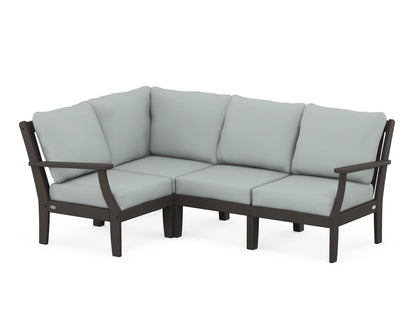 POLYWOOD® Braxton Modular 4-Piece Deep Seating Set in Vintage Coffee / Spa