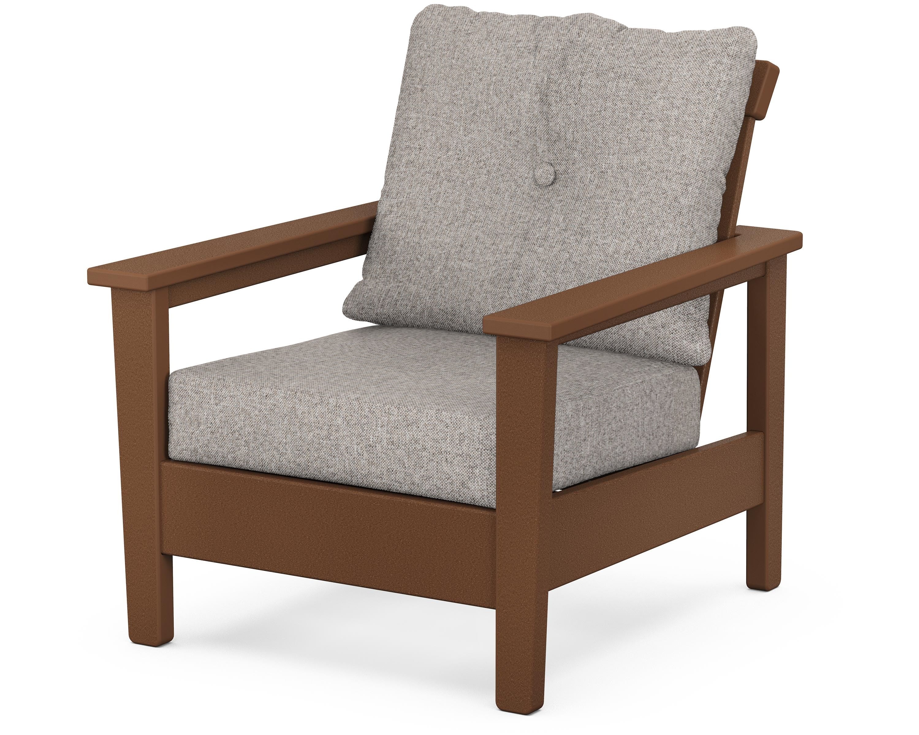POLYWOOD® Prescott Deep Seating Chair in Teak / Weathered Tweed