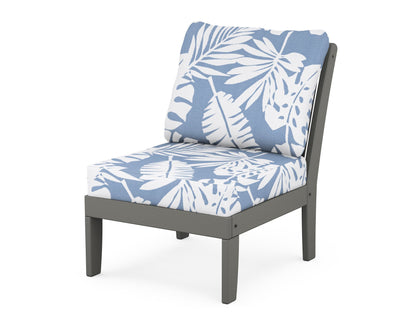 POLYWOOD® Braxton Modular Armless Chair in Slate Grey / Leaf Sky Blue