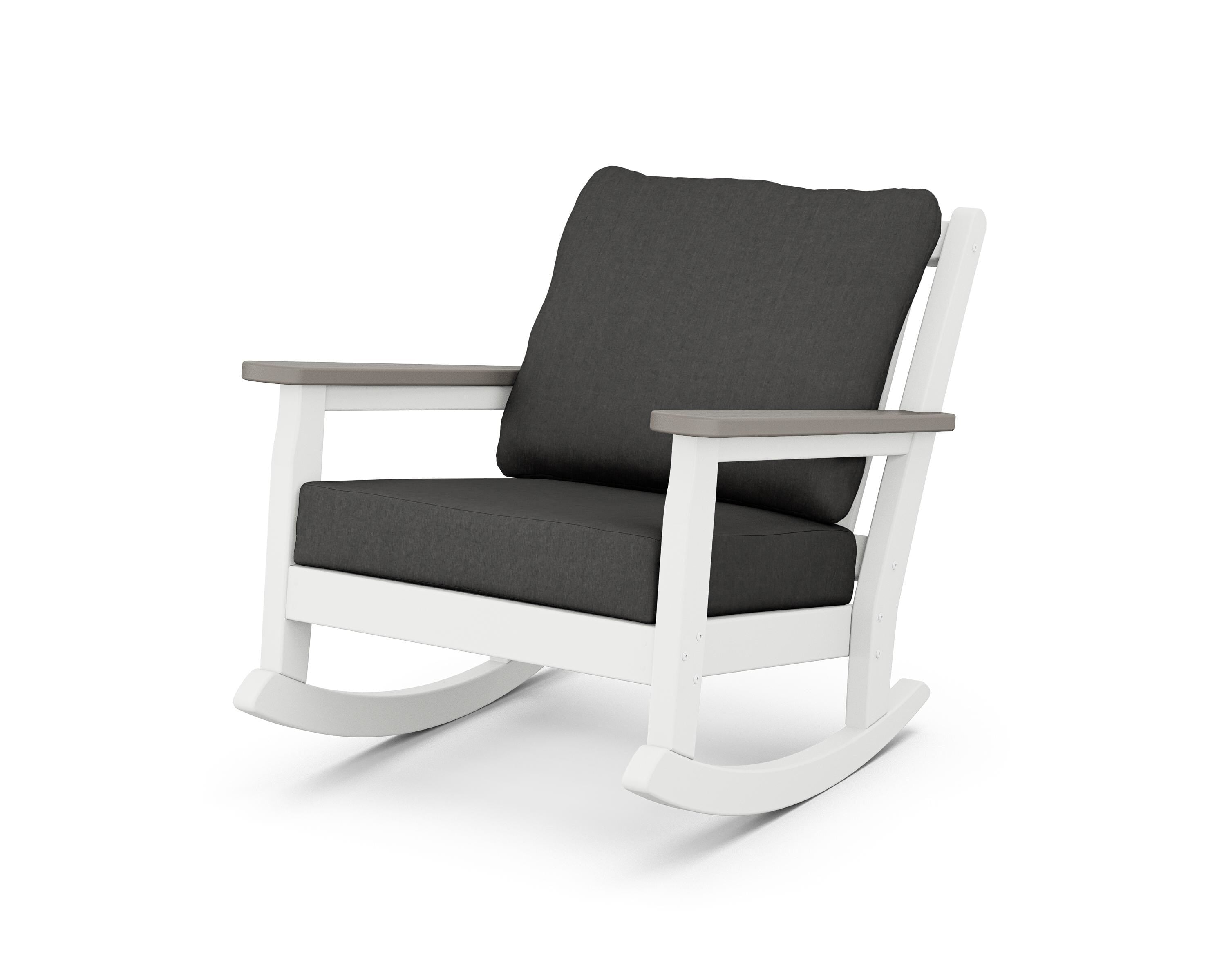 POLYWOOD® Chippendale Deep Seating Rocking Chair in White / Driftwood / Spectrum Carbon