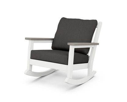 POLYWOOD® Chippendale Deep Seating Rocking Chair in White / Driftwood / Spectrum Carbon