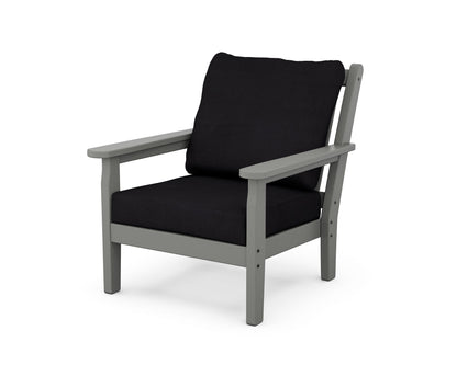 POLYWOOD® Chippendale Deep Seating Chair in Slate Grey / Midnight Linen