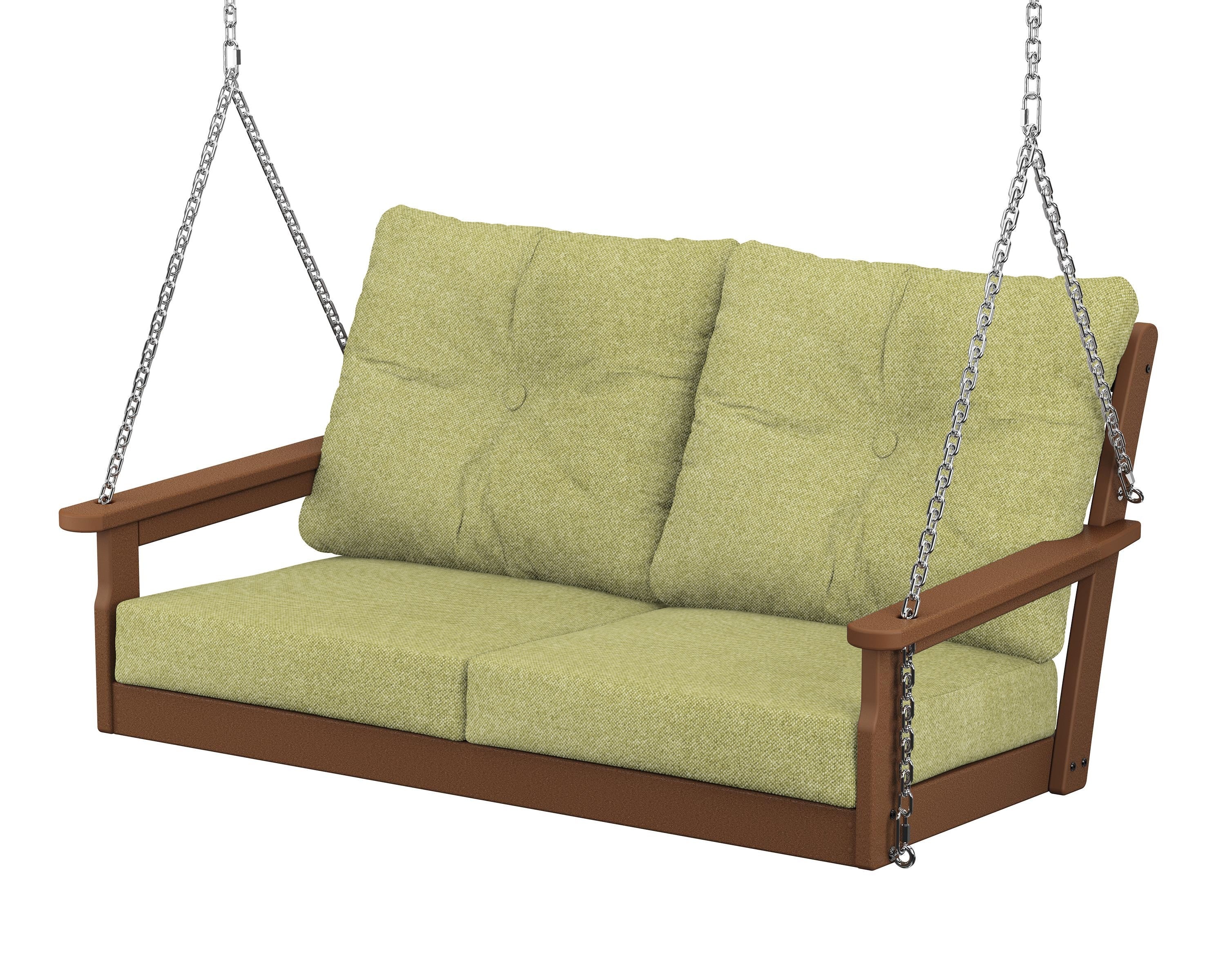POLYWOOD® Vineyard Deep Seating Swing in Teak / Chartreuse Boucle