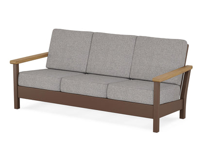 POLYWOOD® Harbour Deep Seating Sofa in Mahogany / Natural / Grey Mist