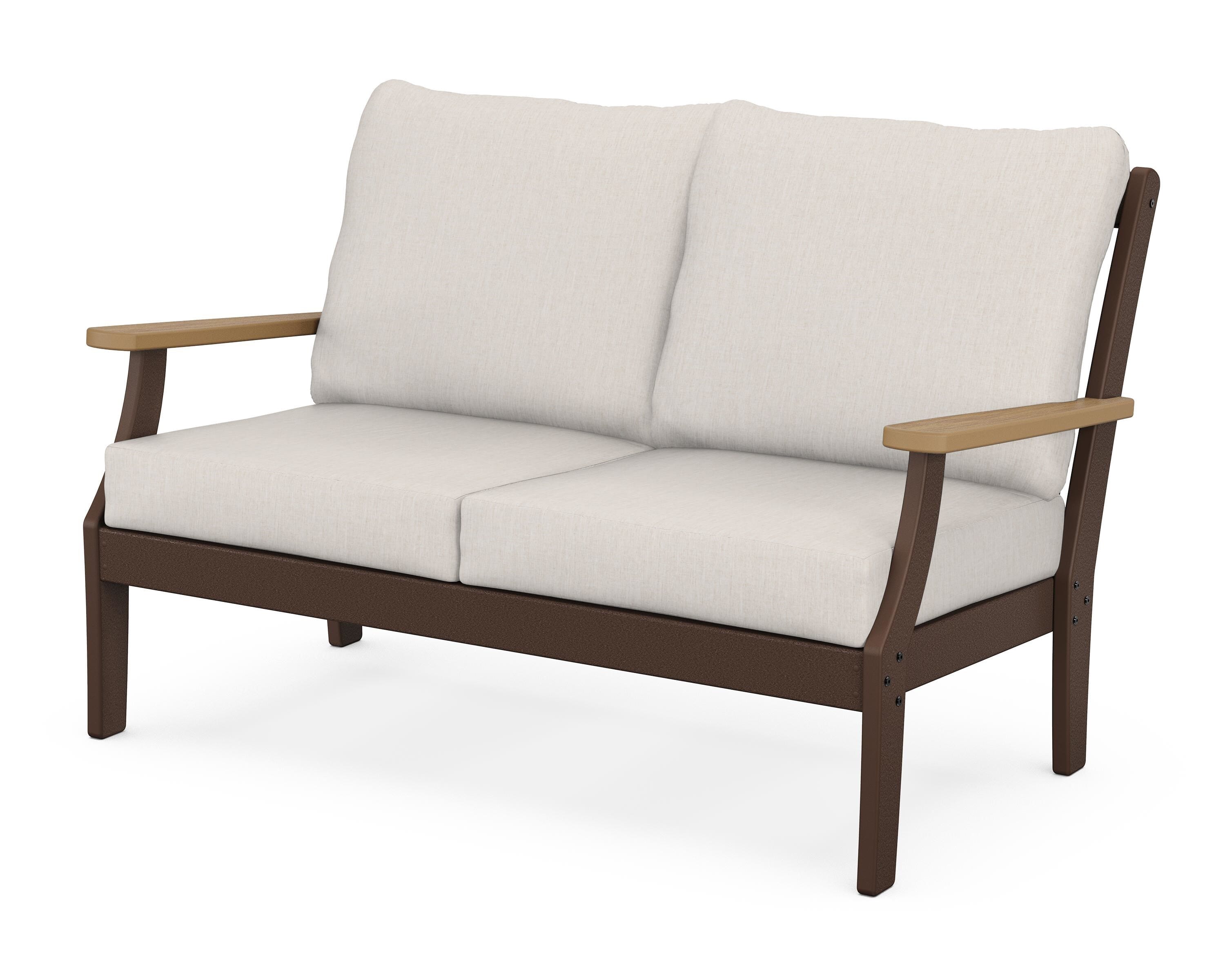 POLYWOOD® Braxton Deep Seating Loveseat in Mahogany / Natural / Cast Ash