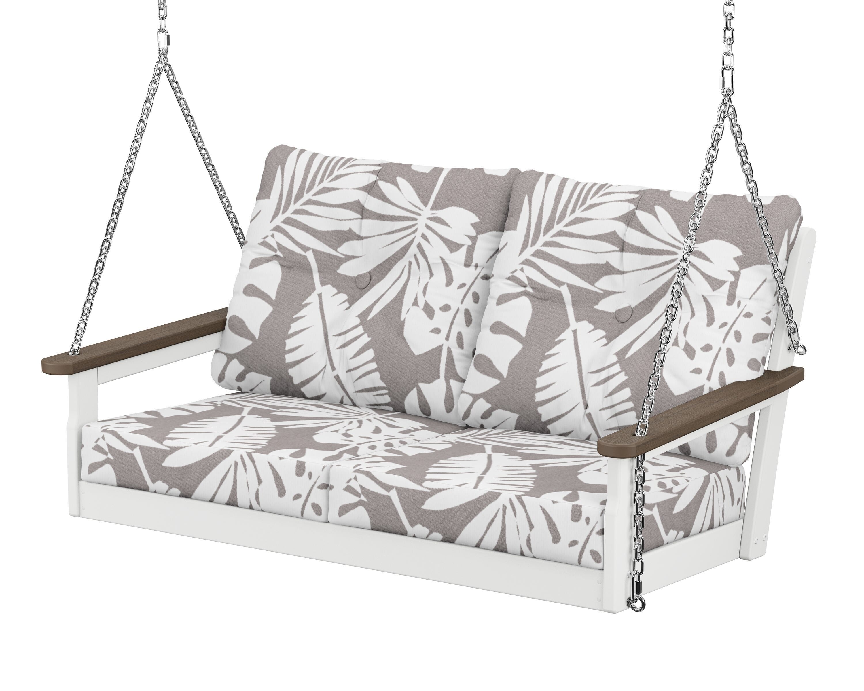 POLYWOOD® Vineyard Deep Seating Swing in White / Kona / Leaf Grey Mist