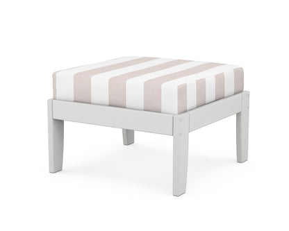 Unbranded Modular Ottoman - Classic in White / Cabana Stripe Dune Burlap