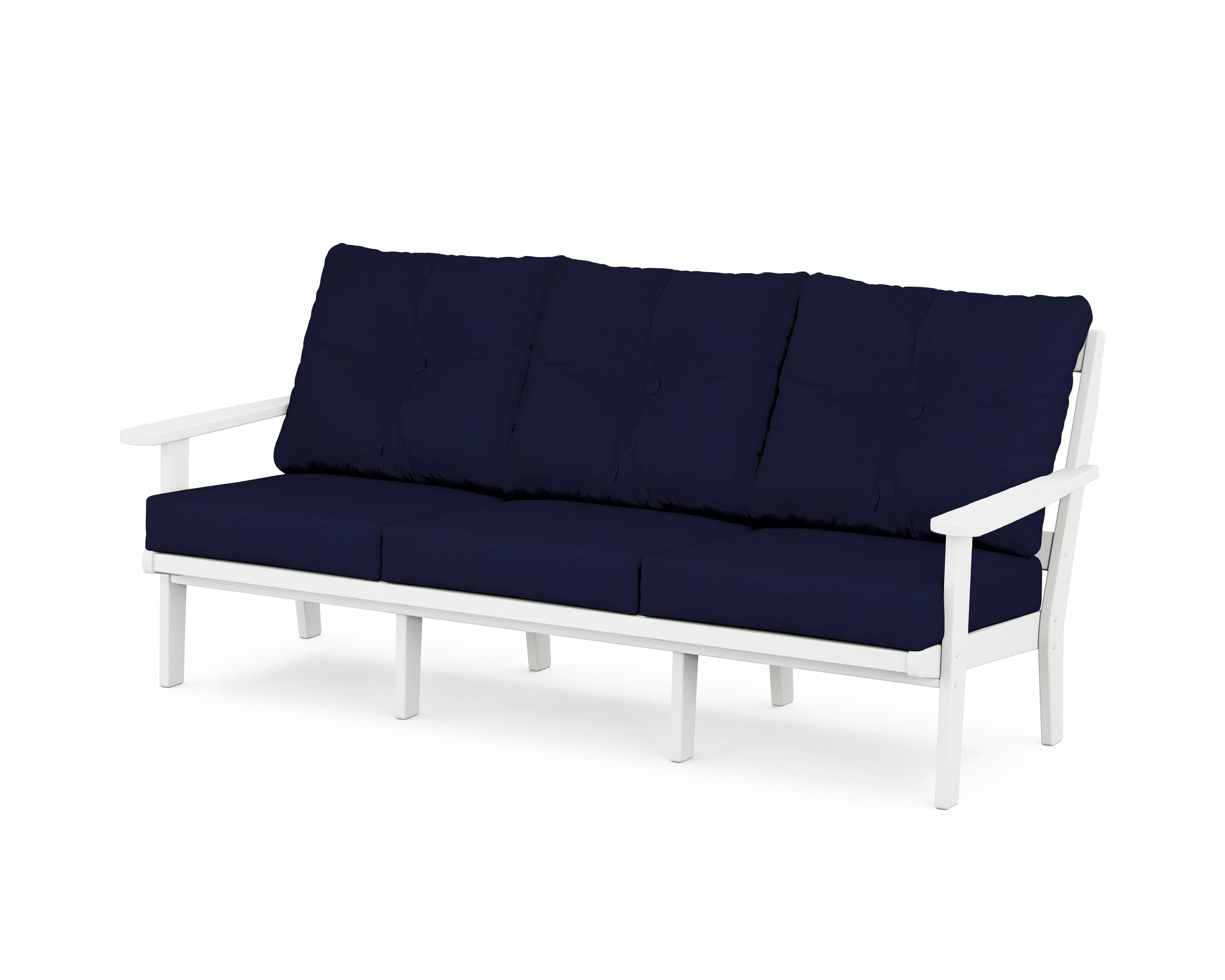 POLYWOOD® Mission Deep Seating Sofa in White / Navy
