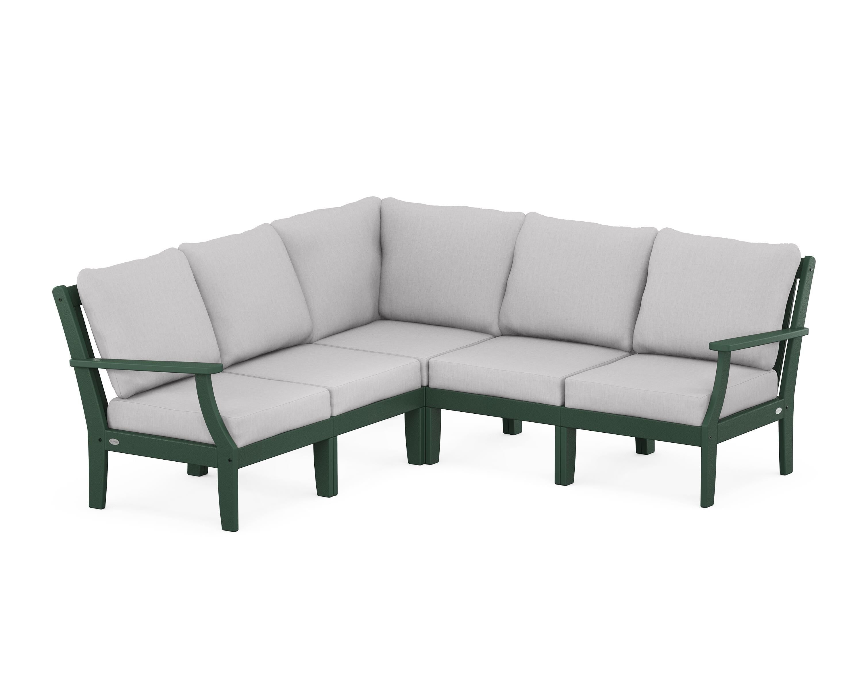 POLYWOOD® Braxton Modular 5-Piece Deep Seating Set in Green / Granite