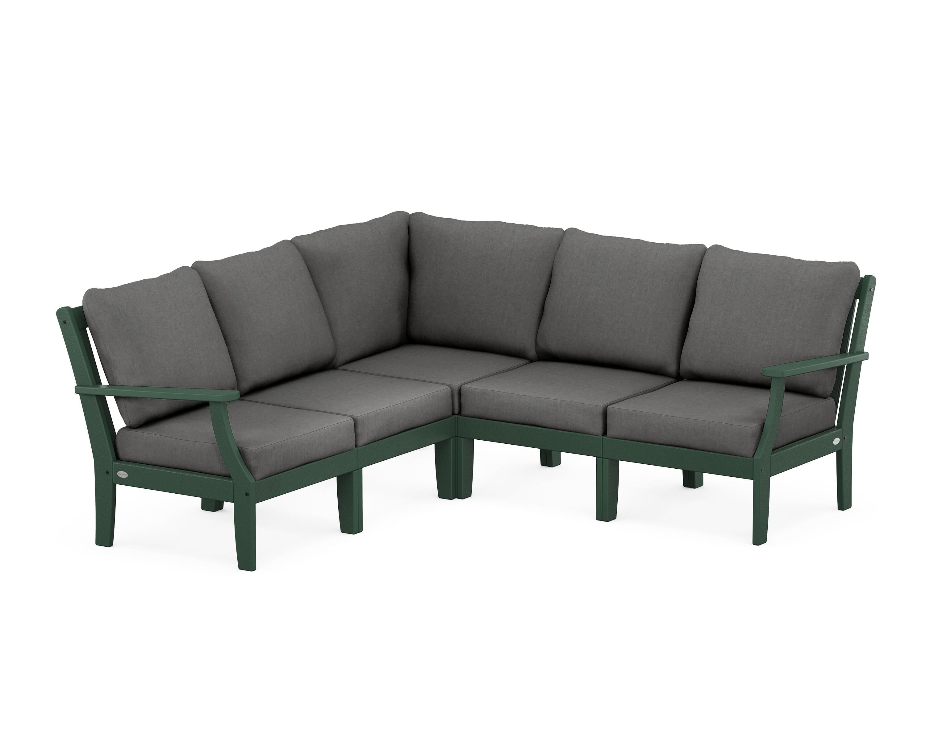 POLYWOOD® Braxton Modular 5-Piece Deep Seating Set in Green / Spectrum Carbon