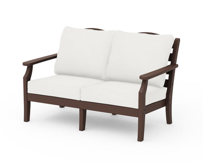 Draper James™ by  POLYWOOD® Savannah Deep Seating Loveseat in Mahogany / Natural Linen