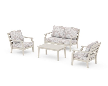 Draper James™ by  POLYWOOD® Savannah 4-Piece Deep Seating Set with Loveseat in Sand / Leaf Dune Burlap