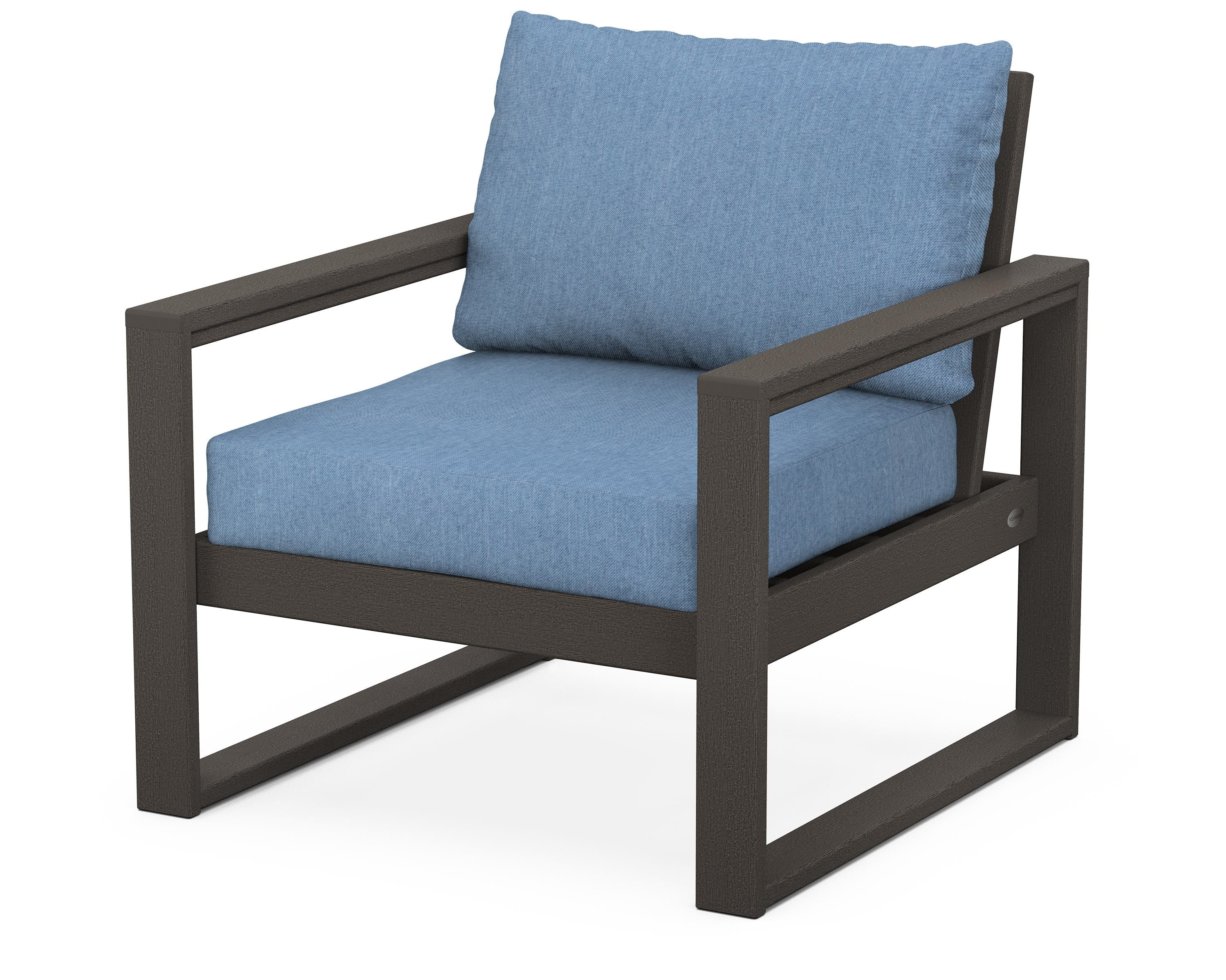 POLYWOOD® EDGE Club Chair in Vintage Coffee / Sky Blue