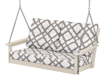 POLYWOOD® Vineyard Deep Seating Swing in Sand / Trellis Grey Mist