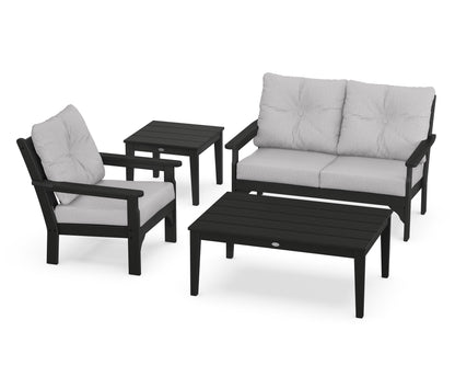 POLYWOOD® Vineyard 4-Piece Deep Seating Set in Black / Granite