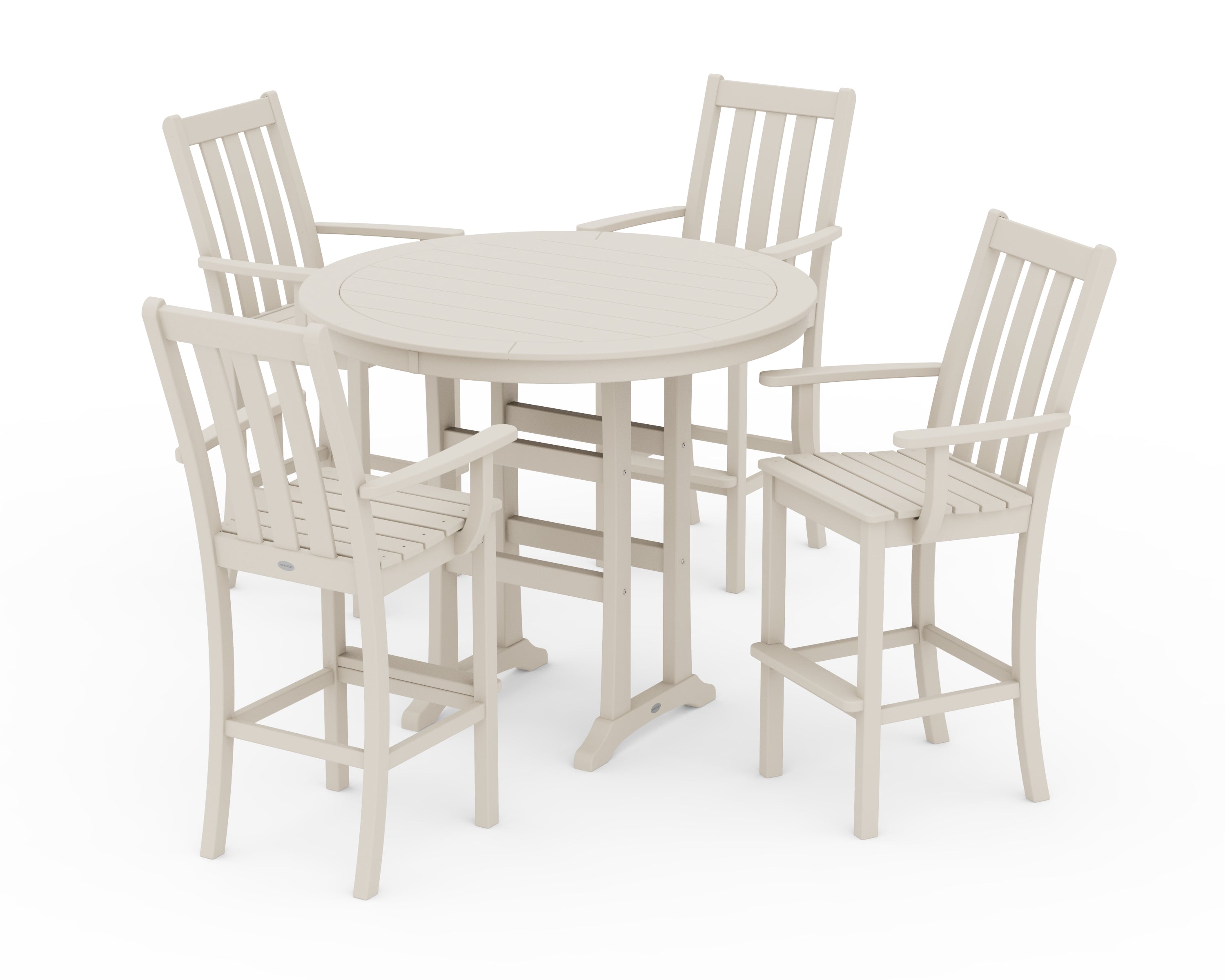 POLYWOOD® Vineyard 5-Piece Round Bar Set in Sand
