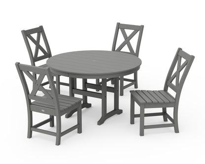 POLYWOOD® Braxton Side Chair 5-Piece Round Dining Set in Slate Grey