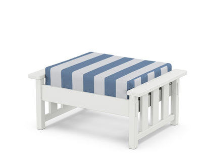 Martha Stewart by POLYWOOD® Acadia Deep Seating Ottoman in White / Cabana Stripe Sky Blue