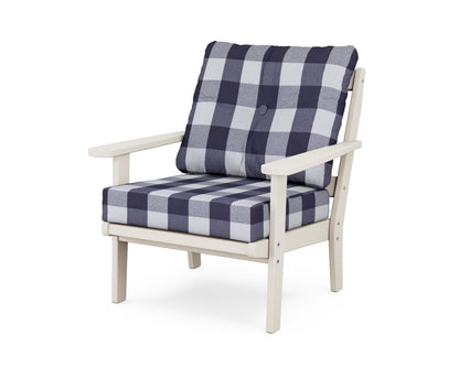 POLYWOOD® Mission Deep Seating Chair in Sand / Buffalo Plaid Navy