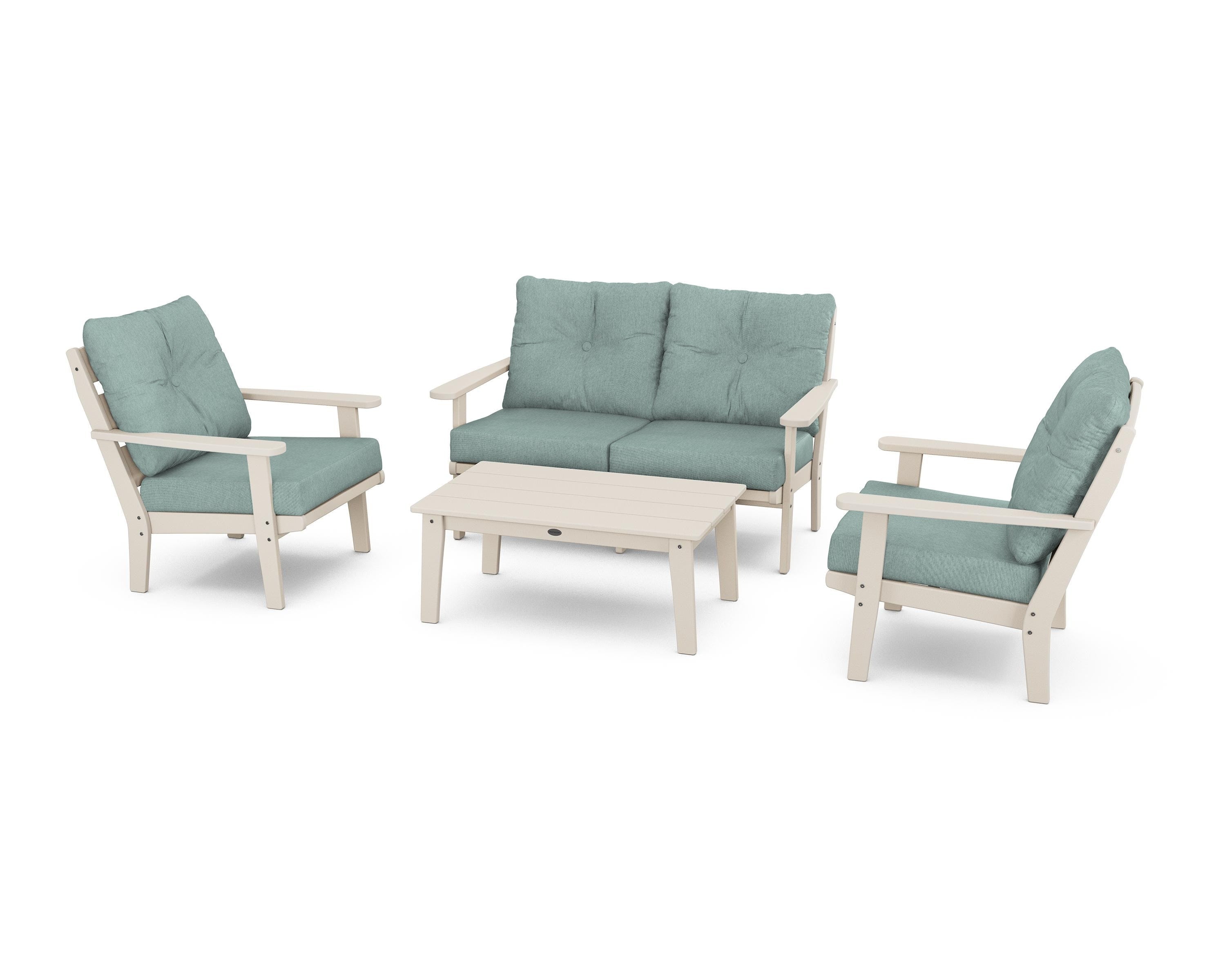 POLYWOOD® Lakeside 4-Piece Deep Seating Set in Sand / Glacier Spa