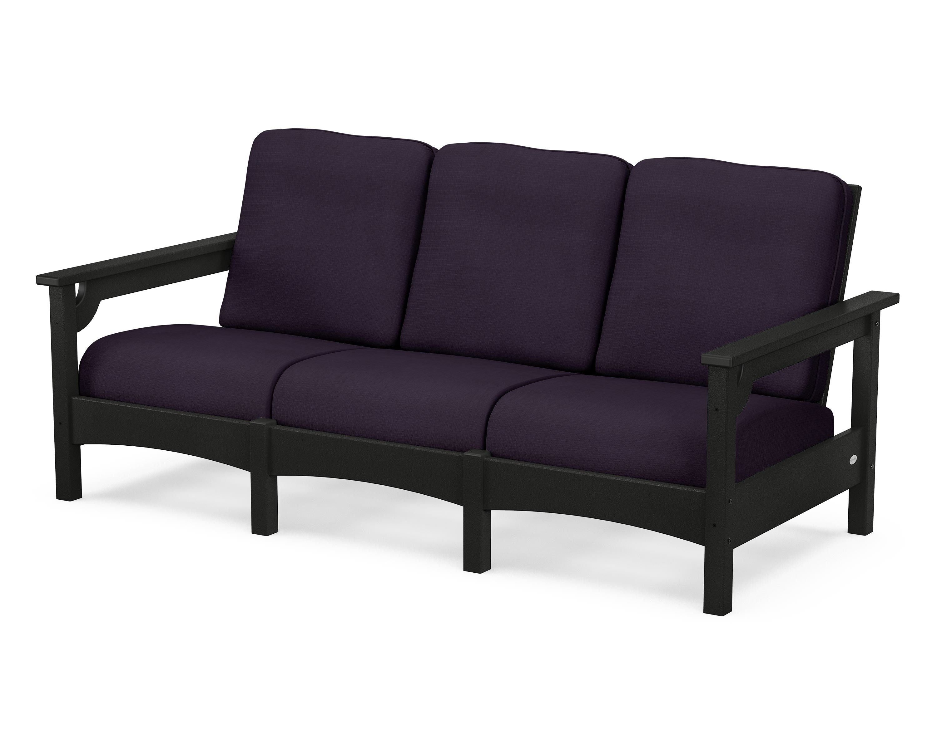 POLYWOOD® Club Sofa in Black / Navy Linen