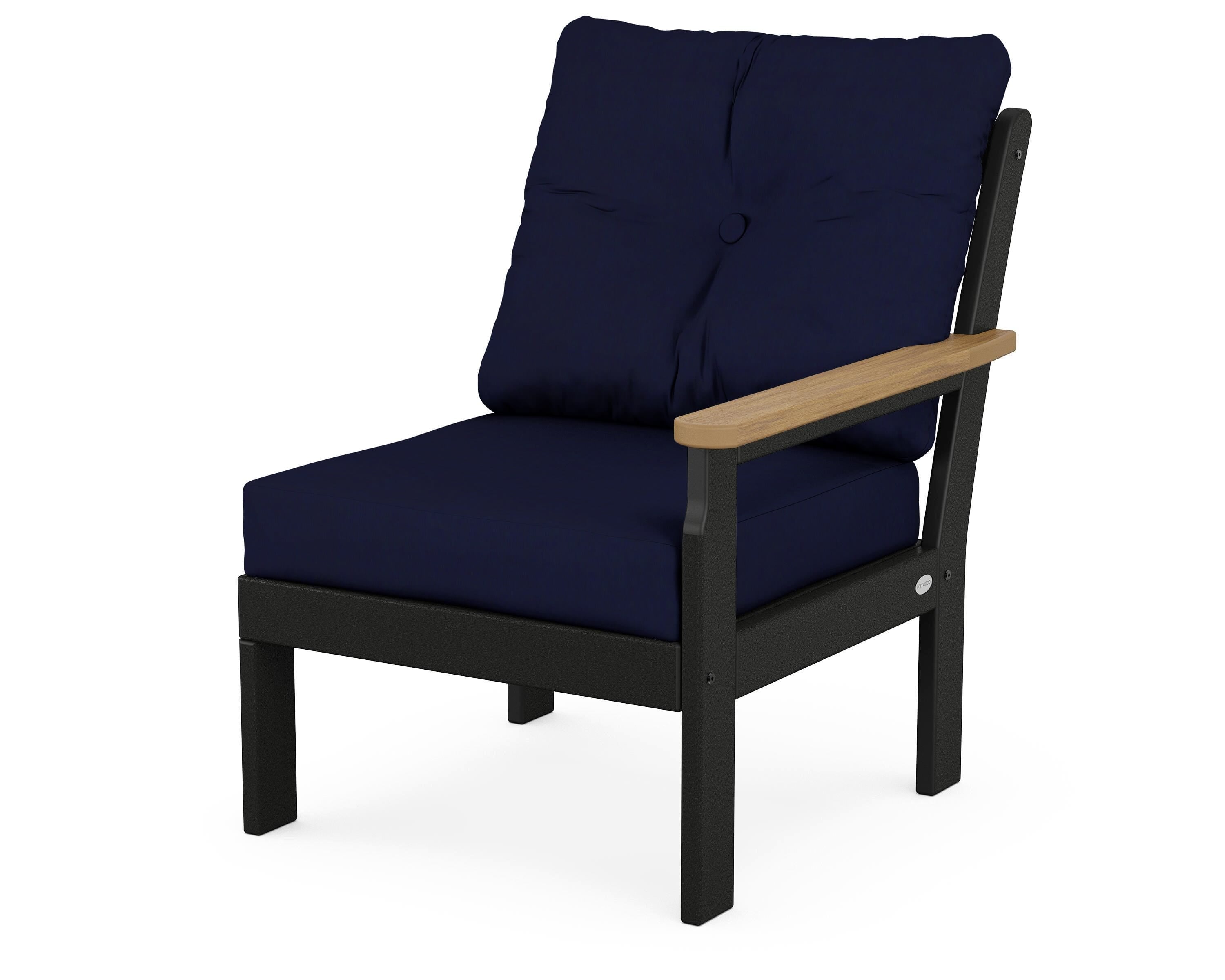 POLYWOOD® Vineyard Modular Right Arm Chair in Black / Natural / Navy