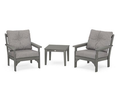 POLYWOOD® Vineyard 3-Piece Deep Seating Set in Slate Grey / Grey Mist