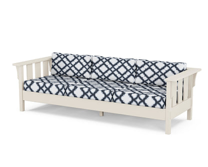 Martha Stewart by POLYWOOD® Acadia Deep Seating Sofa in Sand / Trellis Marine Indigo