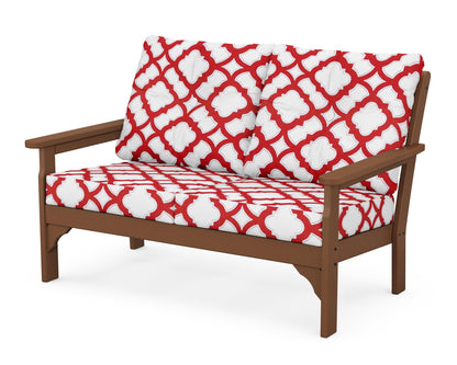 POLYWOOD® Vineyard Deep Seating Loveseat in Teak / Trellis Crimson