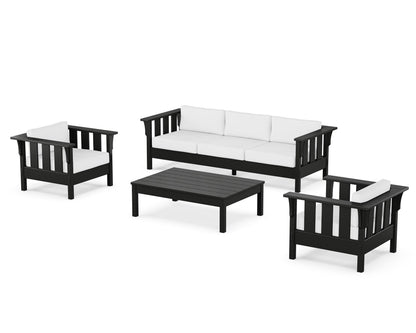 Martha Stewart by POLYWOOD® Acadia 4-Piece Deep Seating Set with Sofa in Black / Natural