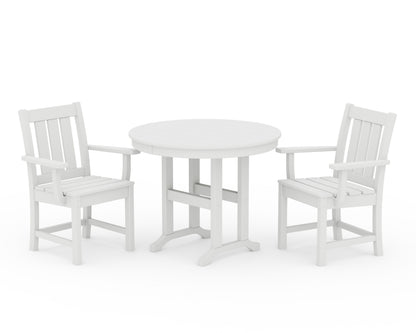 POLYWOOD® Oxford 3-Piece Farmhouse Dining Set in White