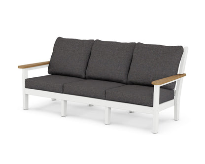 POLYWOOD® Chippendale Deep Seating Sofa in White / Natural / Ash Charcoal