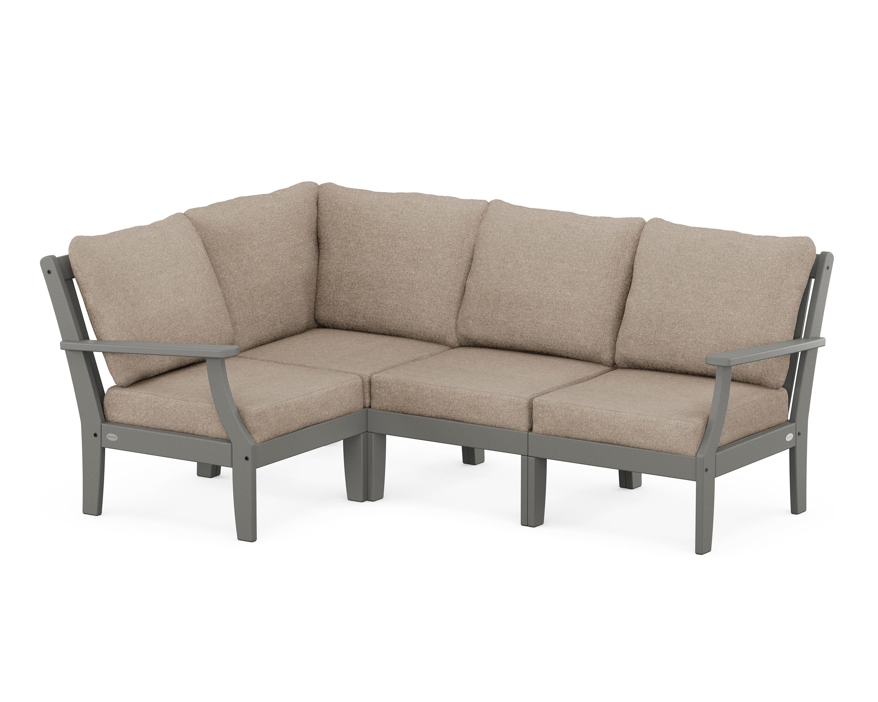 POLYWOOD® Braxton Modular 4-Piece Deep Seating Set in Slate Grey / Spiced Burlap