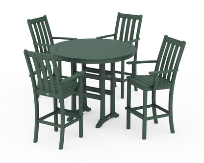 POLYWOOD® Vineyard 5-Piece Round Bar Set in Green