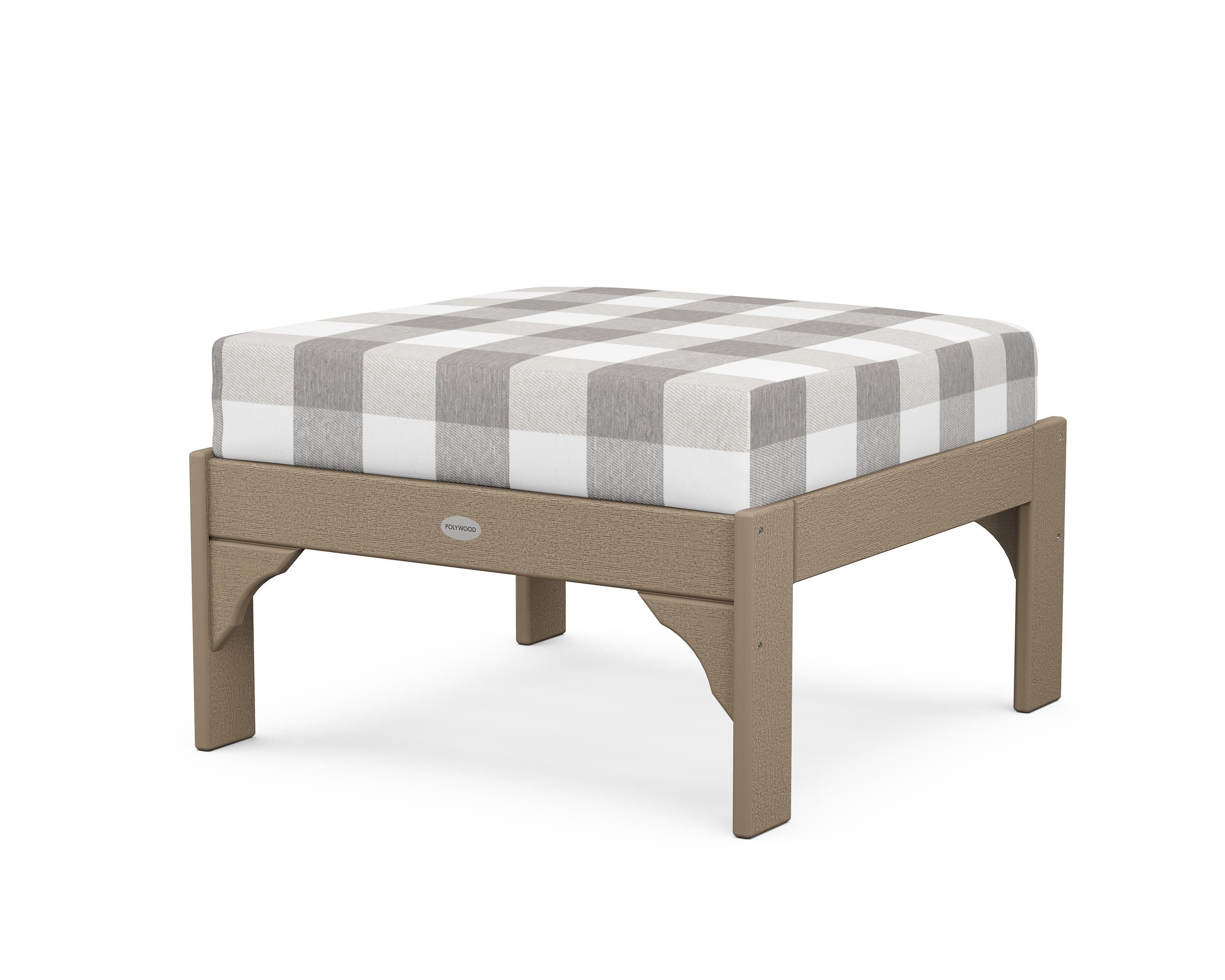POLYWOOD¬Æ Vineyard Deep Seating Ottoman in Vintage Sahara / Buffalo Plaid Grey Mist