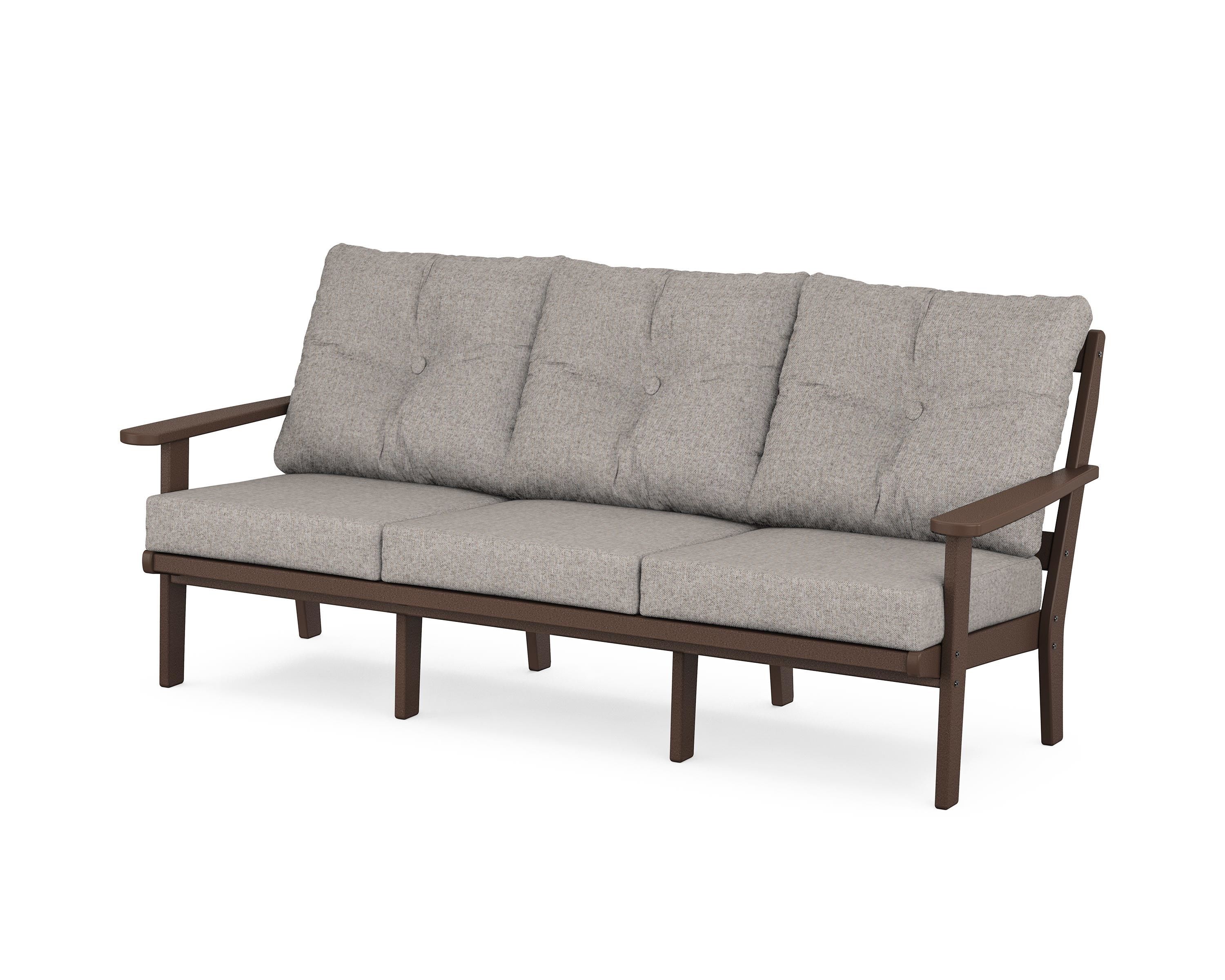 POLYWOOD® Mission Deep Seating Sofa in Mahogany / Weathered Tweed