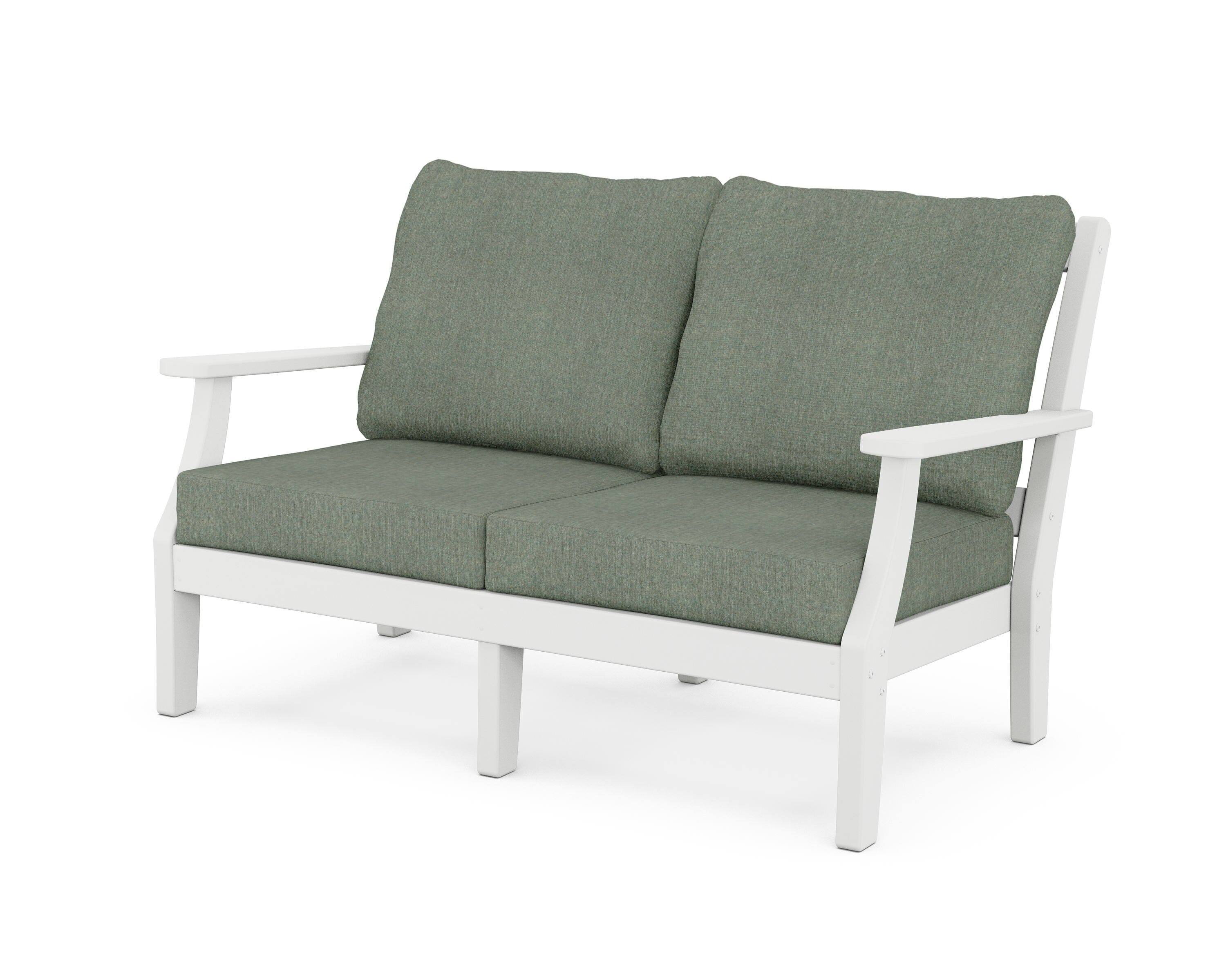 Martha Stewart by POLYWOOD® Chinoiserie Deep Seating Loveseat in White / Cast Sage