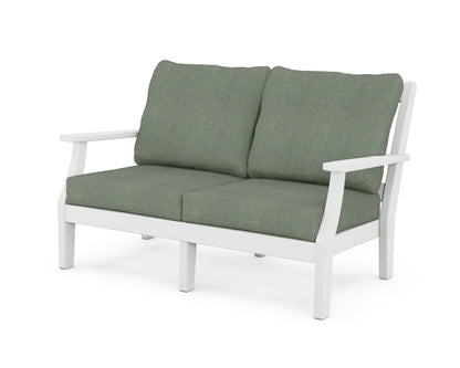 Martha Stewart by POLYWOOD® Chinoiserie Deep Seating Loveseat in White / Cast Sage