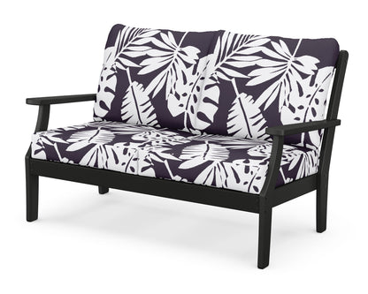 POLYWOOD® Braxton Deep Seating Loveseat in Black / Leaf Navy