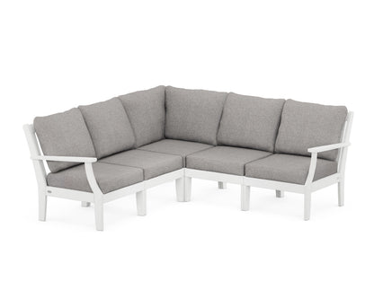 POLYWOOD® Braxton Modular 5-Piece Deep Seating Set in White / Grey Mist