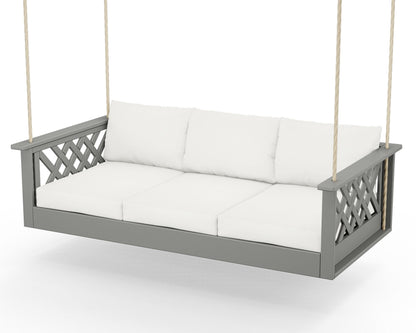 Country Living Wovendale Daybed Swing in Slate Grey / Natural Linen
