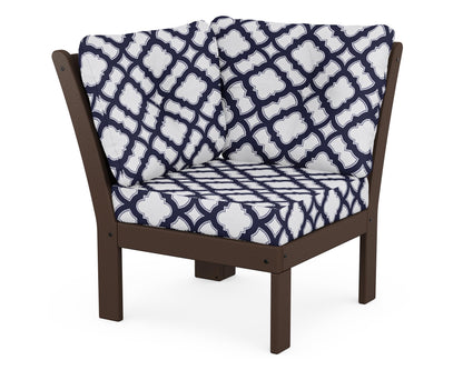 POLYWOOD® Vineyard Modular Corner Chair in Mahogany / Trellis Navy