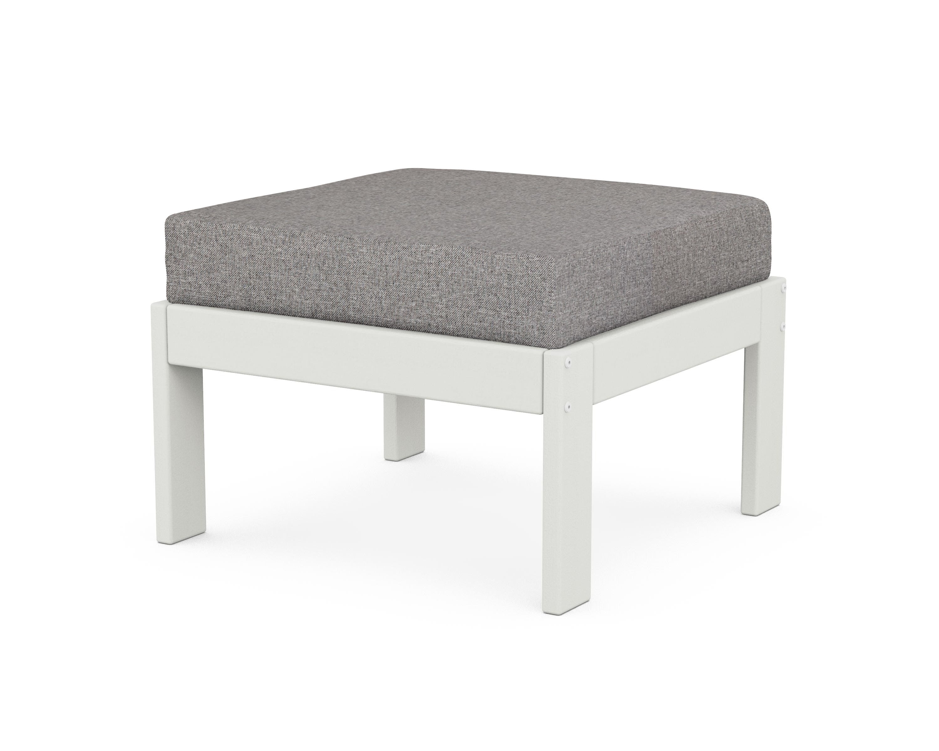 POLYWOOD® Vineyard Modular Ottoman in Vintage White / Grey Mist
