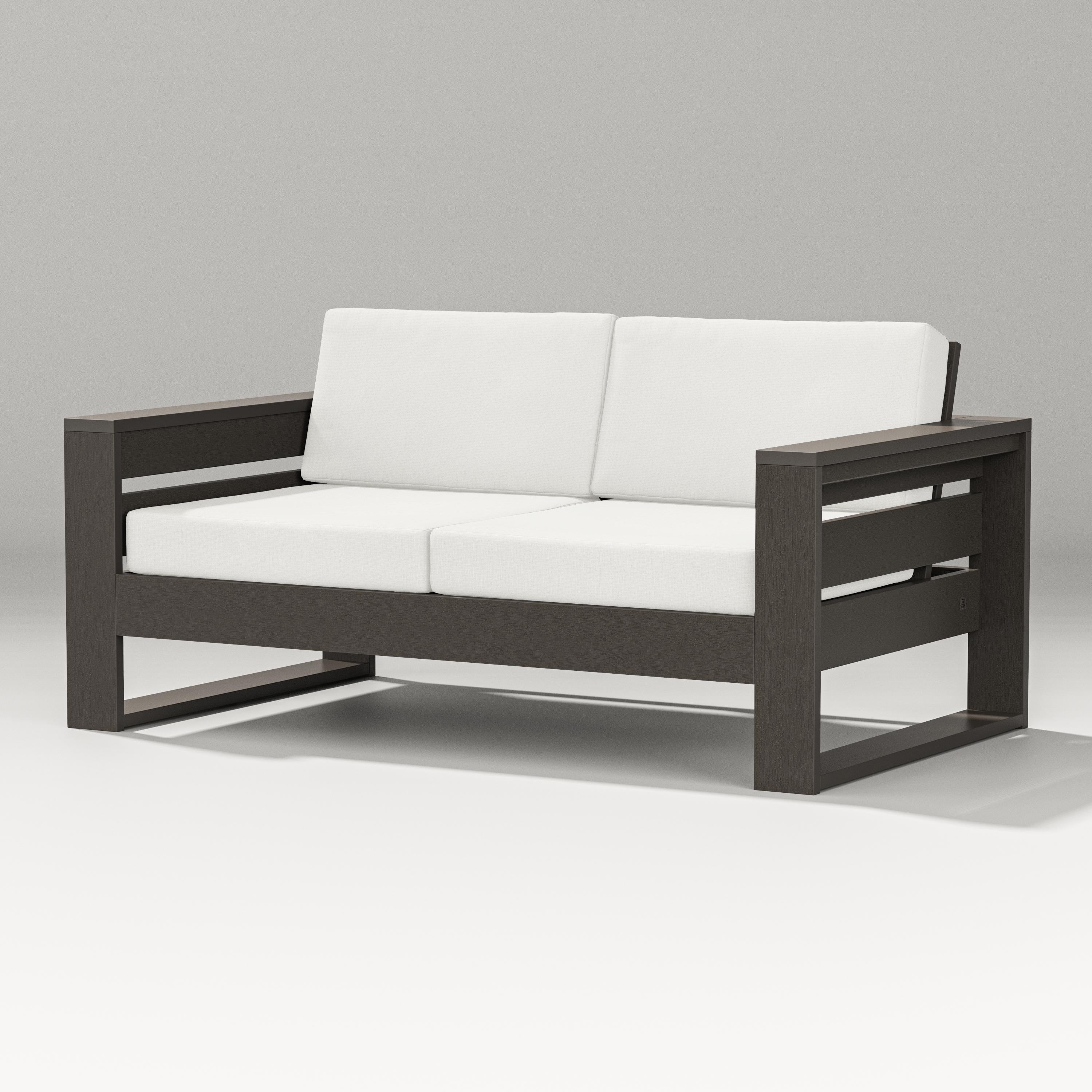 PW Designer Series Latitude Loveseat in Vintage Coffee / Natural Linen