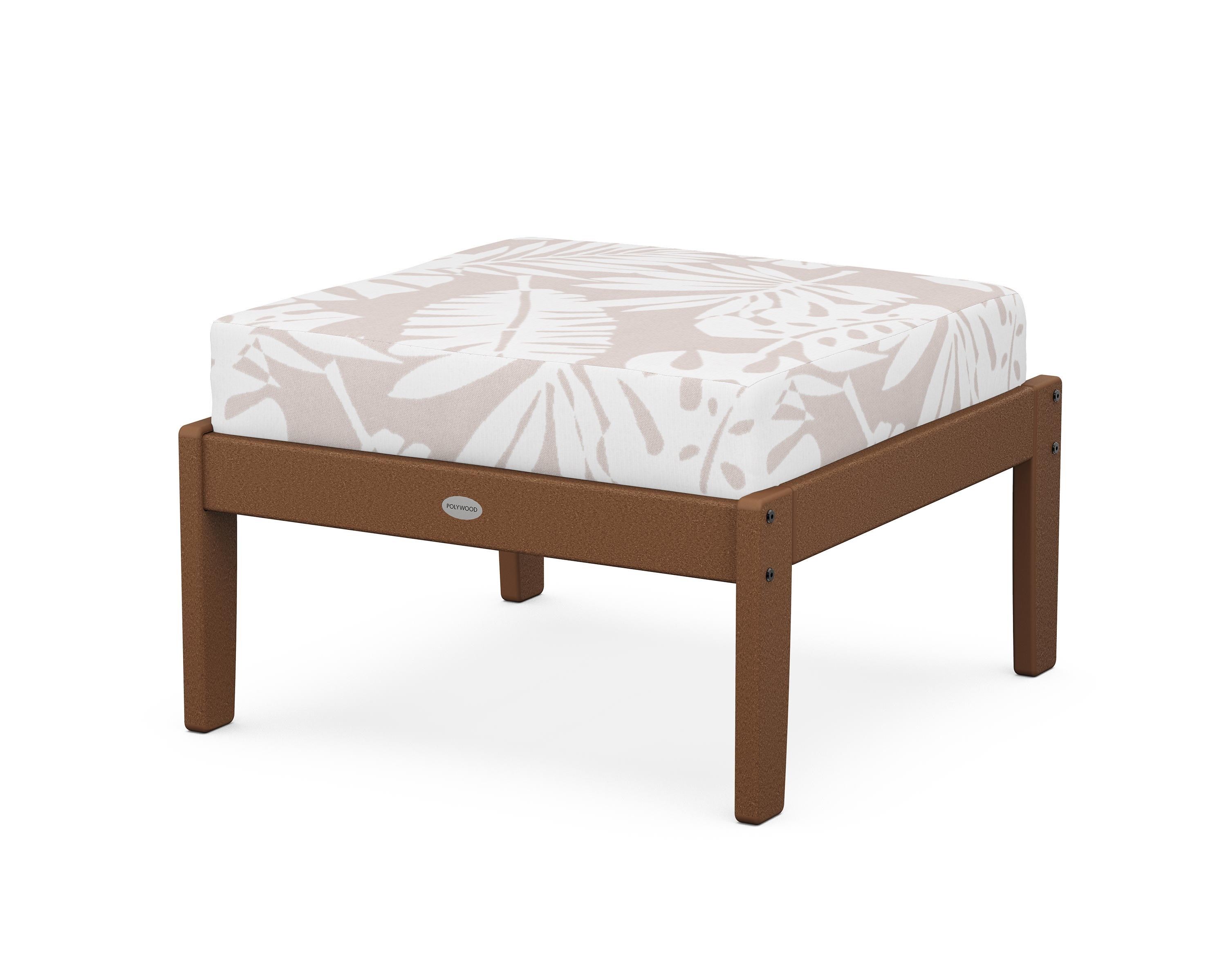 POLYWOOD® Braxton Deep Seating Ottoman in Teak / Leaf Dune Burlap